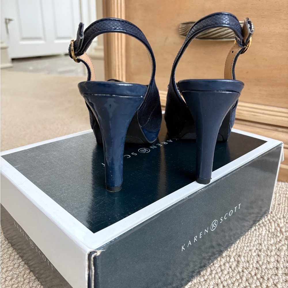 Karen Scott Women's Blue Wedge Slingbacks - Picture 3 of 5